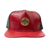 Capital Gains Men's Streetwear Snake Leather Red & Black Adjustable Strap Back Hat